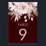 Deep Burgundy & Blush Floral Wedding Reception Table Number<br><div class="desc">Deep Burgundy & Blush Floral Wedding Reception Wedding Table Number

See Niche and Nest store for Set.</div>