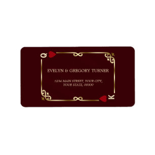 Deep Burgundy Casino Las Vegas Poker Wedding Label