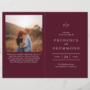 Deep Burgundy Classic Budget Wedding Program Flyer