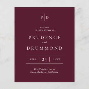 Deep Burgundy Classic Budget Wedding Program Flyer
