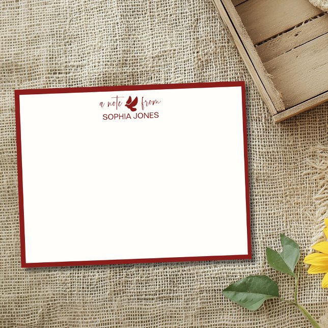 Deep Burgundy Classic Dove Stationery Note Card (Creator Uploaded)