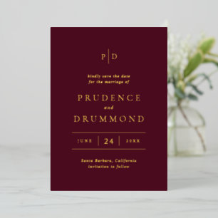 Deep Burgundy Classic Wedding Foil Save the Date Foil Invitation