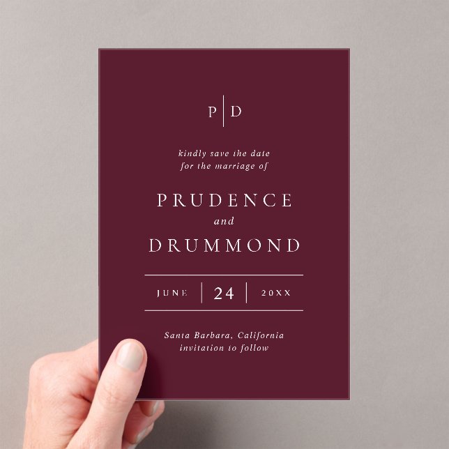 Deep Burgundy Classic Wedding Save the Date (Insitu (Handheld))
