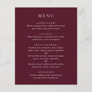 Deep Burgundy Elegant Classic Budget Wedding Menu Flyer