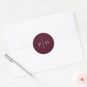 Deep Burgundy Elegant Classic Wedding Classic Round Sticker