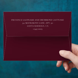 Deep Burgundy Elegant Classic Wedding Envelope