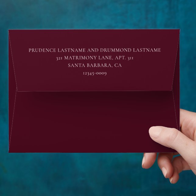 Deep Burgundy Elegant Classic Wedding Envelope (Hand)