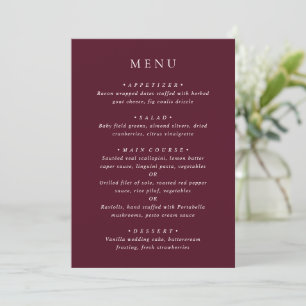 Deep Burgundy Elegant Classic Wedding Menu