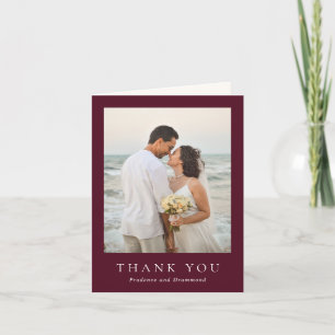 Deep Burgundy Elegant Classic Wedding Thank You Card