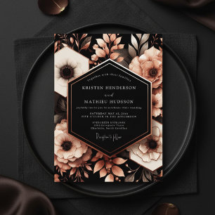Deep Burgundy Floral Moody Wedding Invitation