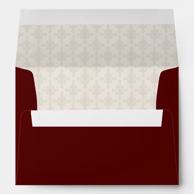 Deep Burgundy Formal Modern Classic Estate Wedding Envelope (Back (Bottom))
