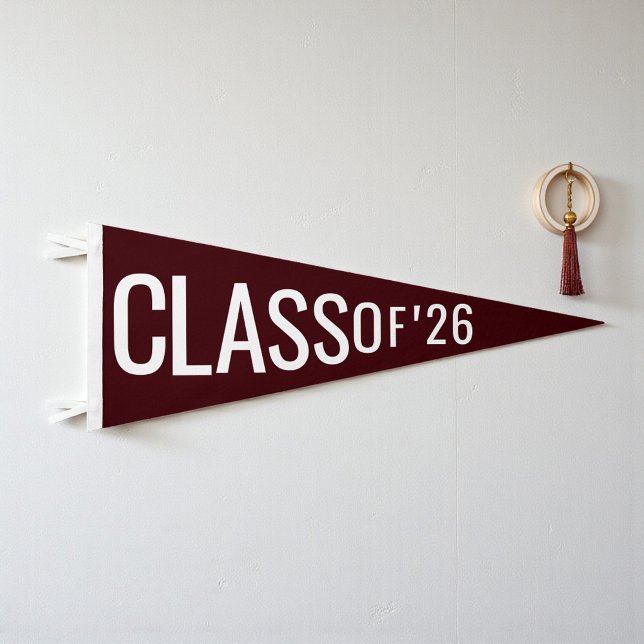 Deep Burgundy Graduation Class Of 2026 Pennant Flag (Creator Uploaded)