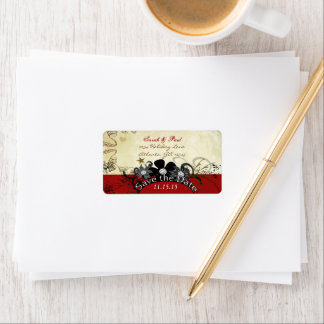Deep Burgundy Musical Flower Swirl Return Address Label