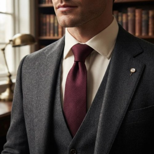 Deep Burgundy Oxblood Luxury Woven Twill Neck Tie