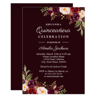Burgundy Quinceanera Invitations 3