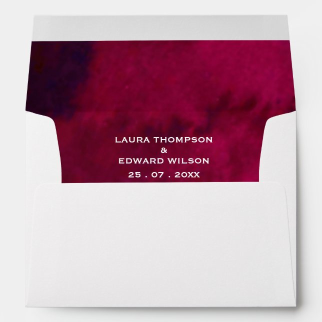 Deep burgundy red watercolor abstract ink wine red envelope (Back (Bottom))