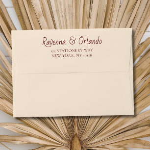 Deep Burgundy Stripes Retro Minimalist Wedding Envelope