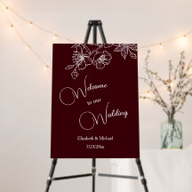 Deep Burgundy White Line Art | Wedding Welcome