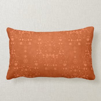 Deep Burnt Orange Fancy Damask Pattern Lumbar Pillow by MHDesignStudio at Zazzle