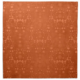 Deep Burnt Orange Fancy Damask Pattern Napkin