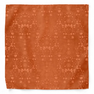 Deep Burnt Orange Floral Damask Pattern Bandana