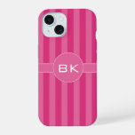 Deep Cerise and Dark Pink Stripes iPhone 15 Case