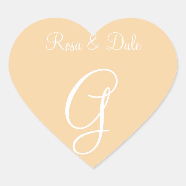 Deep Champagne Customizable Letter Invitation Heart Sticker (Front)
