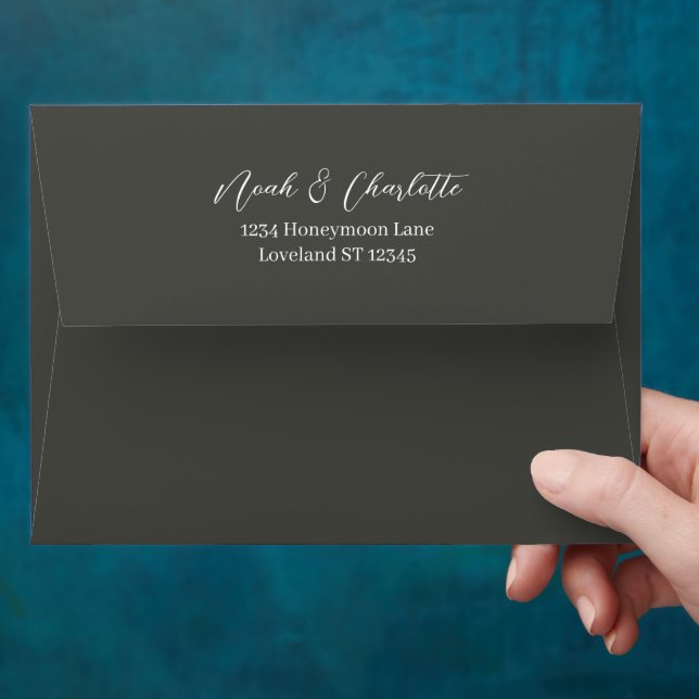 Deep Charcoal Gray Wedding Special Occasion   Envelope (Hand)