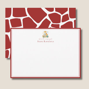 Deep Cherry Red Giraffe Skin Nursery New Baby  Note Card