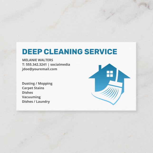 Deep Cleaning | Home Cleaning Business Card (Front)
