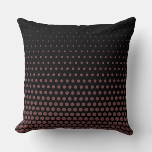 Deep Coffee Polka Dot Modern Black Throw Pillow