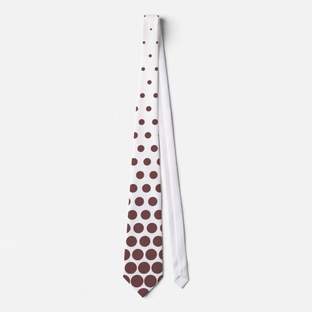 Deep Coffee Polka Dots Modern White Tie (Front)