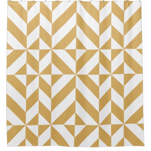 Deep Cool Gold Geometric Cube Pattern Shower Curtain