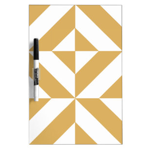 Deep Cool Gold Geometric Deco Cube Pattern Dry Erase Board