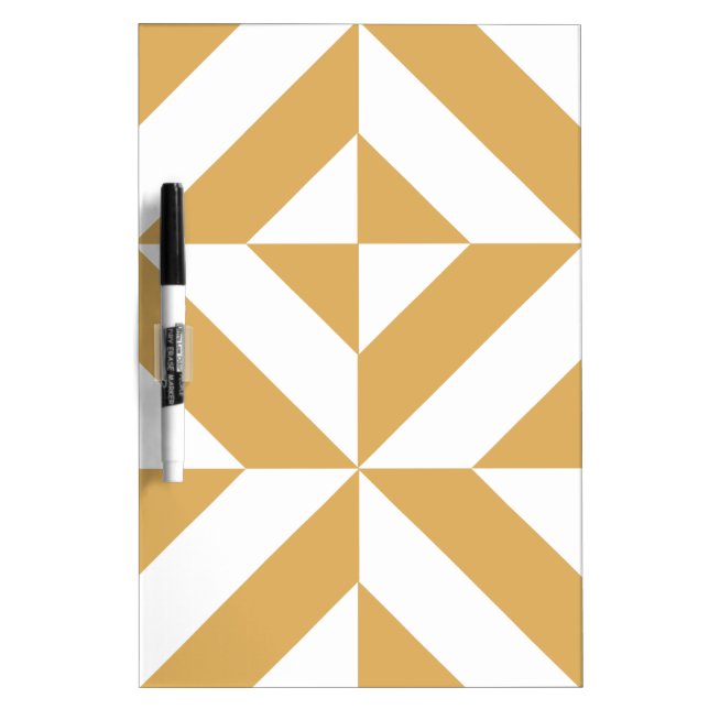 Deep Cool Gold Geometric Deco Cube Pattern Dry Erase Board (Front)