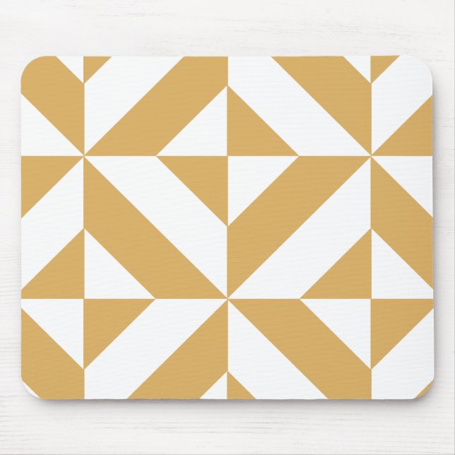 Deep Cool Gold Geometric Deco Cube Pattern Mouse Pad (Front)