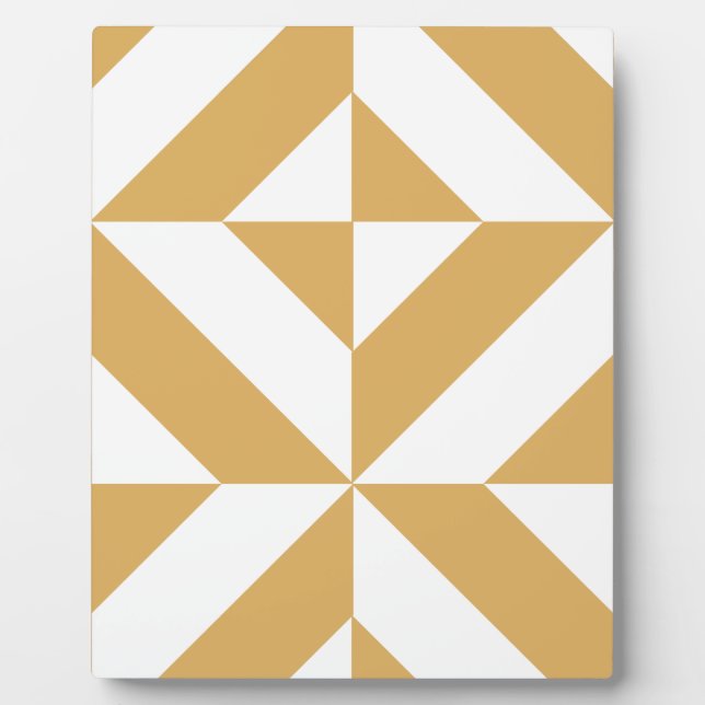 Deep Cool Gold Geometric Deco Cube Pattern Plaque (Front)