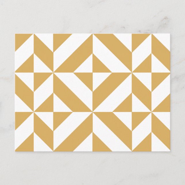 Deep Cool Gold Geometric Deco Cube Pattern Postcard (Front)