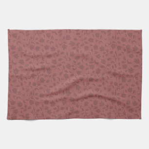 Deep Coral Floral Kitchen Towel