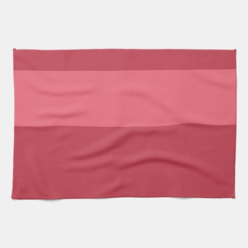 Deep coral red two tone striped kitchen towel