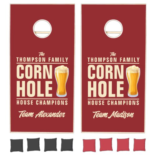 Deep Cranberry Brew Battle Champions Team Names Cornhole Set