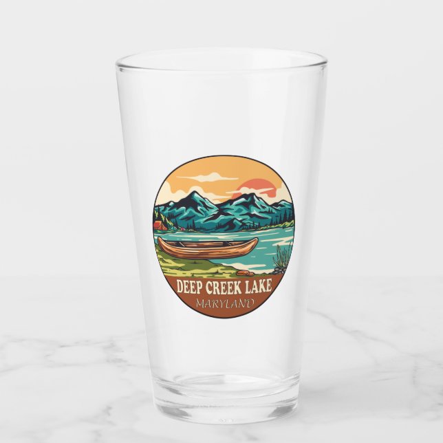 Deep Creek Lake Maryland Boating Fishing Emblem Glass (Front)