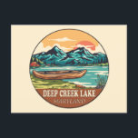 Deep Creek Lake Maryland Boating Fishing Emblem Postcard<br><div class="desc">Deep Creek Lake hand drawn illustration with canoe,  tents,  and mountains in the background. Perfect for anyone who loves to visit Deep Creek Lake.</div>