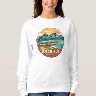 Deep Creek Lake Maryland Boating Fishing Emblem Sweatshirt