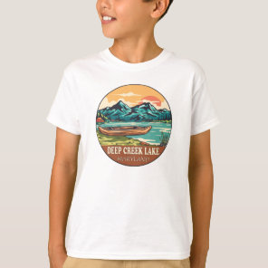 Deep Creek Lake Maryland Boating Fishing Emblem T-Shirt