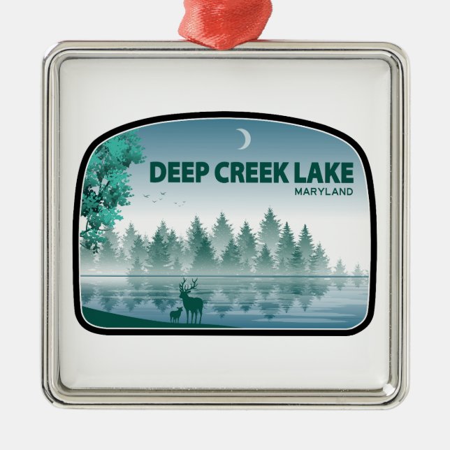 Deep Creek Lake Maryland Deer Metal Ornament (Front)