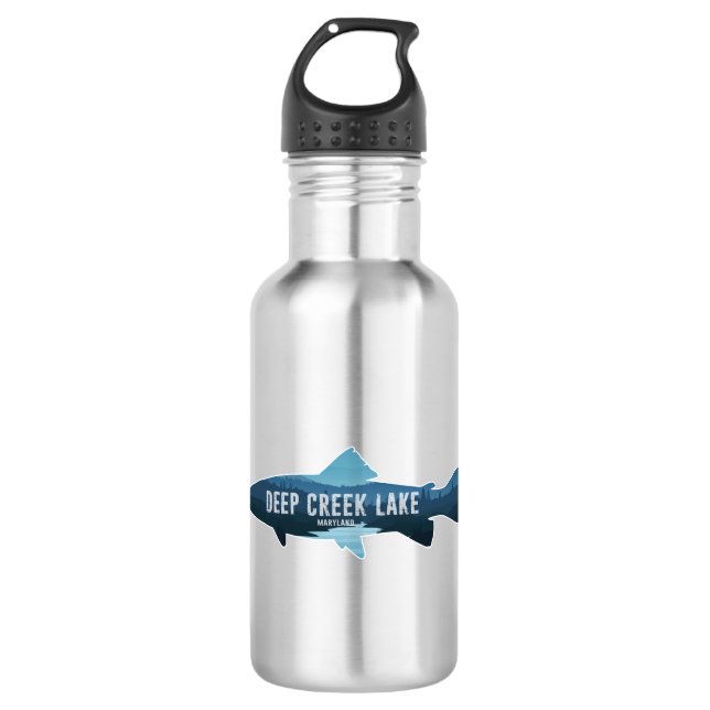 Deep Creek Lake Maryland Fish Stainless Steel Water Bottle (Front)