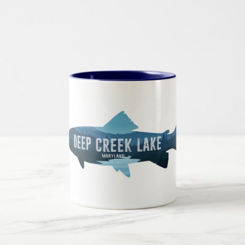 Deep Creek Lake Maryland Fish Two_Tone Coffee Mug