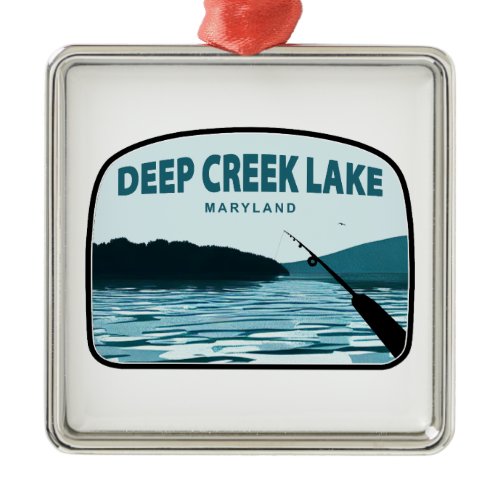 Deep Creek Lake Maryland Fishing Rod Metal Ornament