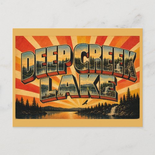Deep Creek Lake Maryland Mountain Waterfall Art Postcard